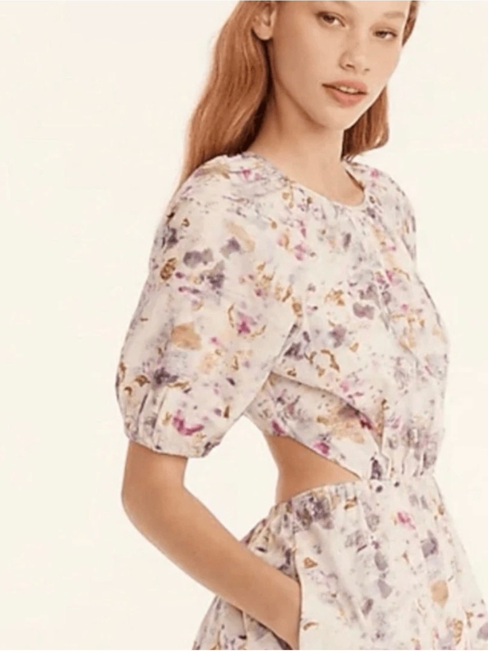 J. Crew Watercolor Praire Floral Puff-Sleeve Top in Lavender & Cream Size 8T
